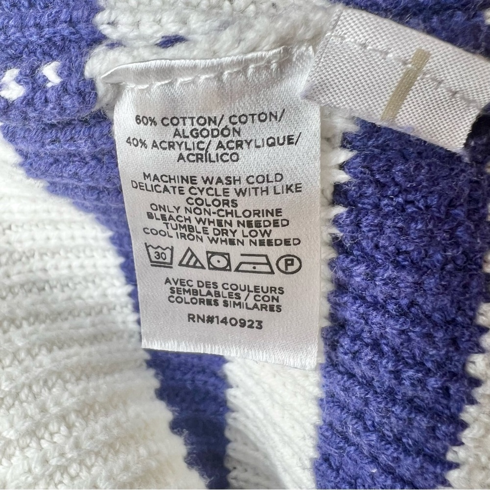 LOFT Striped Blue and White Lace Up Polo Sweater Size Small - Picture 12 of 12